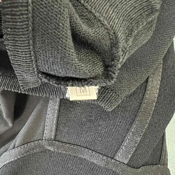 Max Mara Size Medium Maxi Dress Black Knit Sleeveless Scoop Neck Piping Detail - Picture 6 of 10